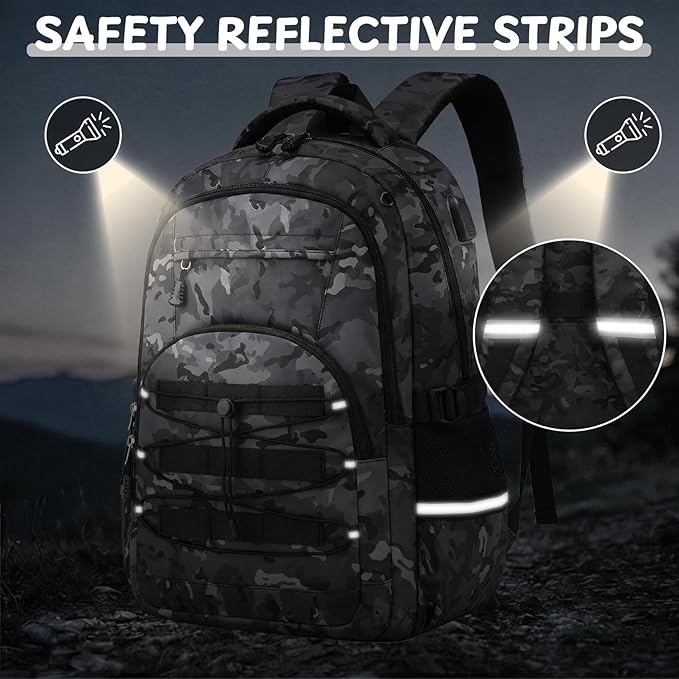 School Backpacks for Boys - 4pcs Camo Boys Backpacks with Lunch Box Set for Kids Teens Elementary Middle School, 18″ Large Capacity Students Bookbag, Perfect for Travel