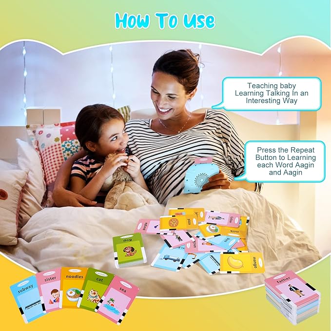 Talking Flash Cards for Toddlers, 3-6 Years, Language Skills, Animals, Educational Flashcards, Medium Size, Unisex, 112 Pieces