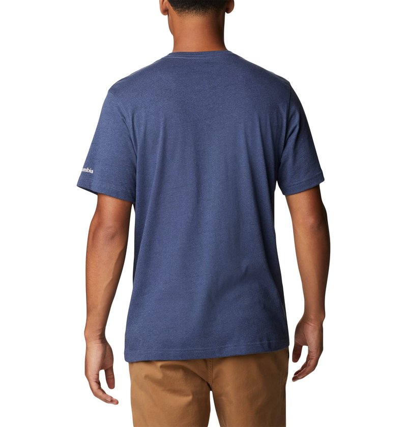 Columbia Men's Thistletown Hills Graphic Short Sleeve, Dark Mountain Heather/Hikers Graphic, X-Large