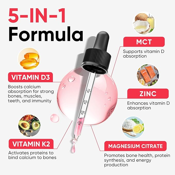 Venture Pal Vitamin D3 10000 IU Plus K2 (MK-7) 200 mcg Liquid Drops & Biotin Gummies with Collagen & Keratin - Hair Growth