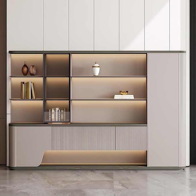 Modern L Shaped Desk, 102.4 inch Large Desk with Storage, Executive Desks for Home Office No Installation Required with Drawers and Lockable, Without Desk or Computer Chair (Filing Cabinet)
