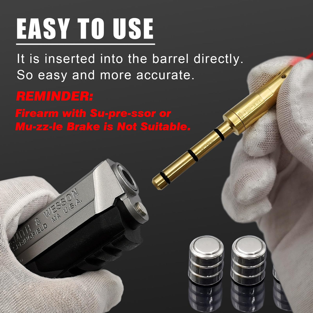 Angeebin Special Laser Boresighter End Barrel Laser Bore Sight Accurately and Easy to Fit Revolvers Pistols Rifle and Air Guns (.22LR/.223REM)