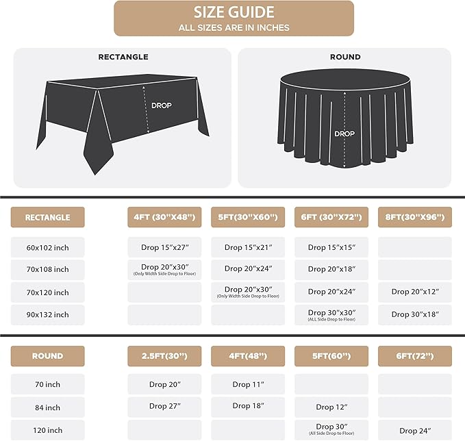 Fitable 8 Pack Round Tablecloths: Stain Resistant Wrinkle Free Circle Table Clothes, Washable Reusable Polyester Table Covers for Wedding Party Birthday Banquet Reception(Navy, 120 Inch)