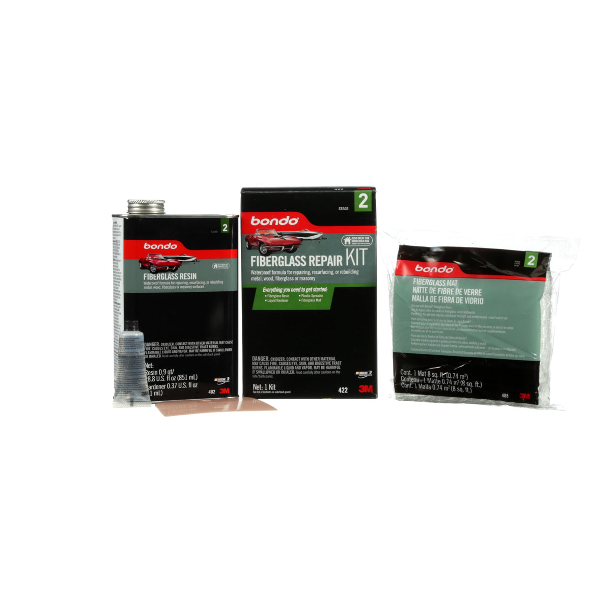 Bondo Fiberglass Resin Repair Kit, 00422, 0.9 Quart
