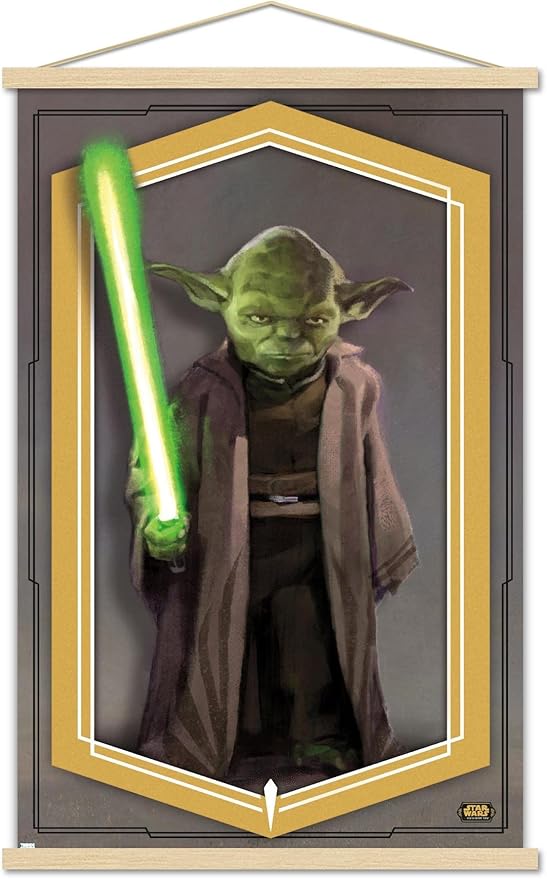 Trends International Star Wars: The High Republic - Yoda Wall Poster, 22.375" x 34", Premium Print and Beechwood Hanger Bundle
