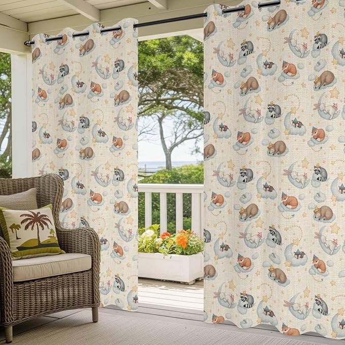 Cartoon Animals Outdoor Curtains