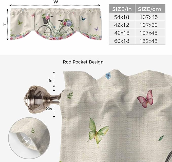 Farmhouse Spring Tie Up Valance Curtains