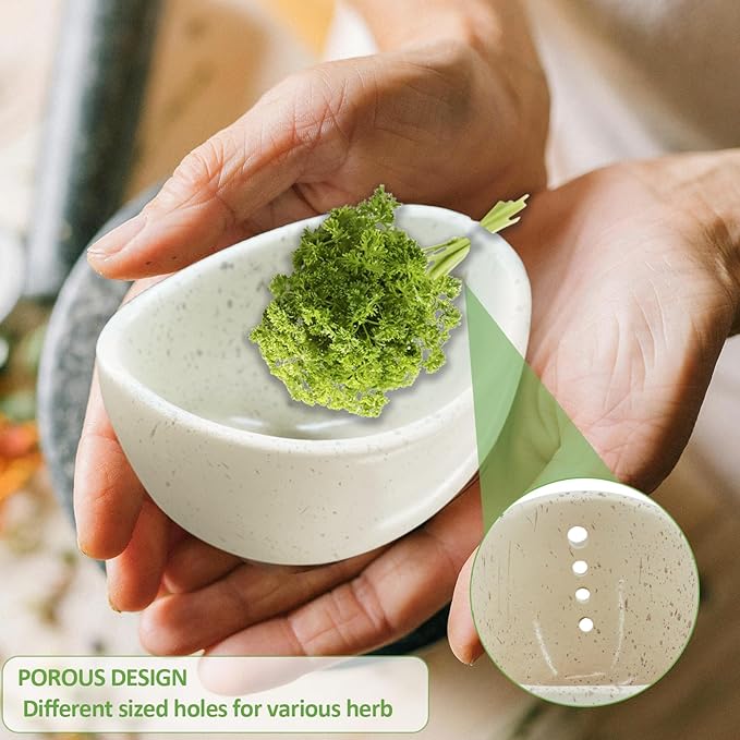HISAKYST Herb Stripper,Herb Stripping Bowl Ceramic Pottery, Handmade Ceramic Herb Stripping Mug, Handmade Herb Stripping Tool for,Comes With a Cleaning Brush And A Cleaning Cloth