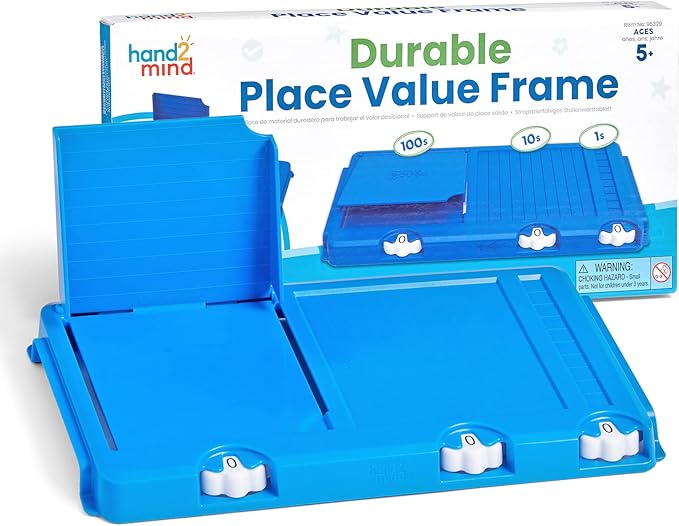 hand2mind Durable Place Value Frame, Base Ten Frames Place Value Blocks, Math Manipulatives Kindergarten, Base 10, Plastic Base Ten Blocks Frame, Math Classroom Supplies, Homeschool Curriculum
