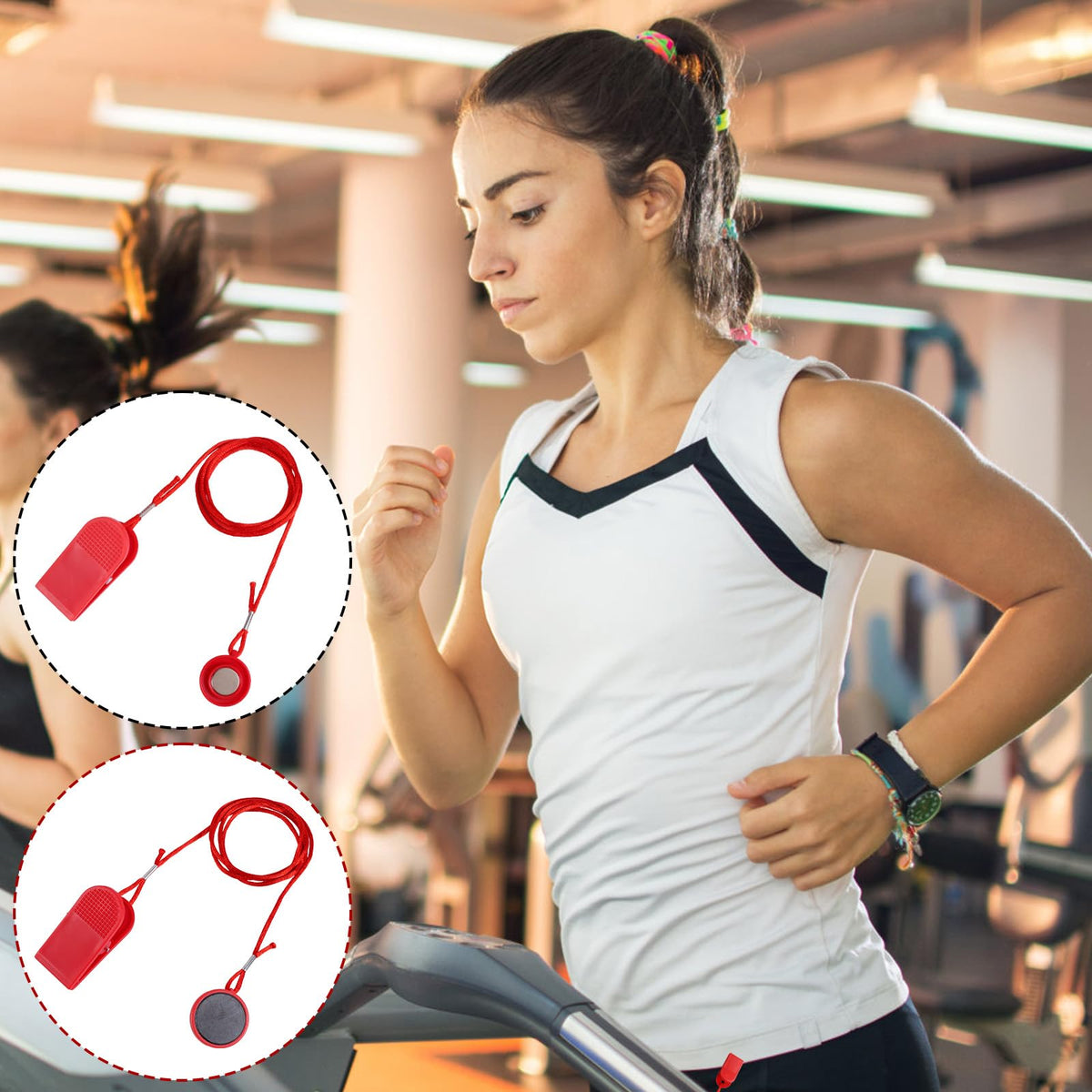 2pcs Universal Treadmill Magnet Safety Keys, 2 Styles Treadmill Magnetic Key Replacement Parts Round Magnetic Safety Switch Running Machine Emergency Stop Magnets Accessories