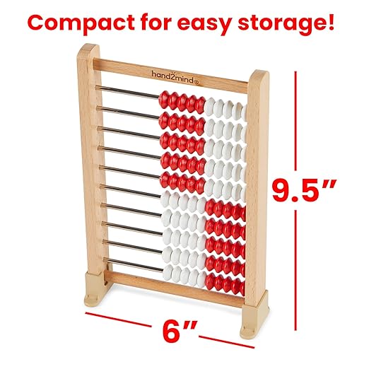 hand2mind Mini 100 Bead Wooden Rekenrek, Abacus for Kids Math, Math Manipulatives Kindergarten, Counting Rack for Kids, Counters for Kids Math, Educational Toys for Elementary Kids (Set of 4)