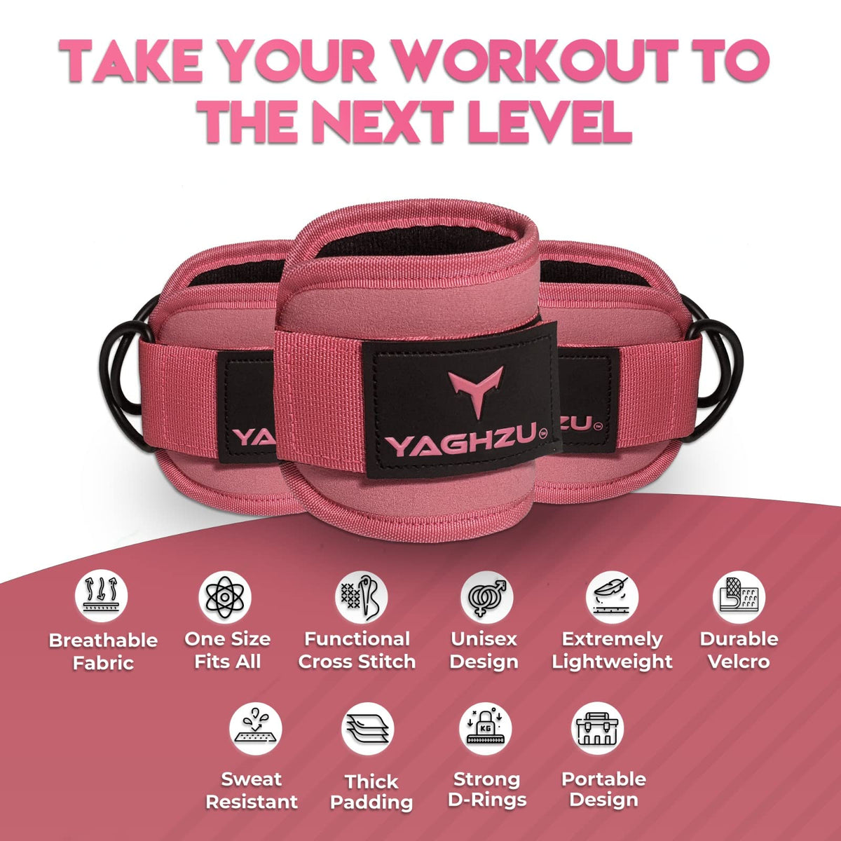 Gym Ankle Straps for Cable Machines Women & Men, Glute Kickbacks, Pair