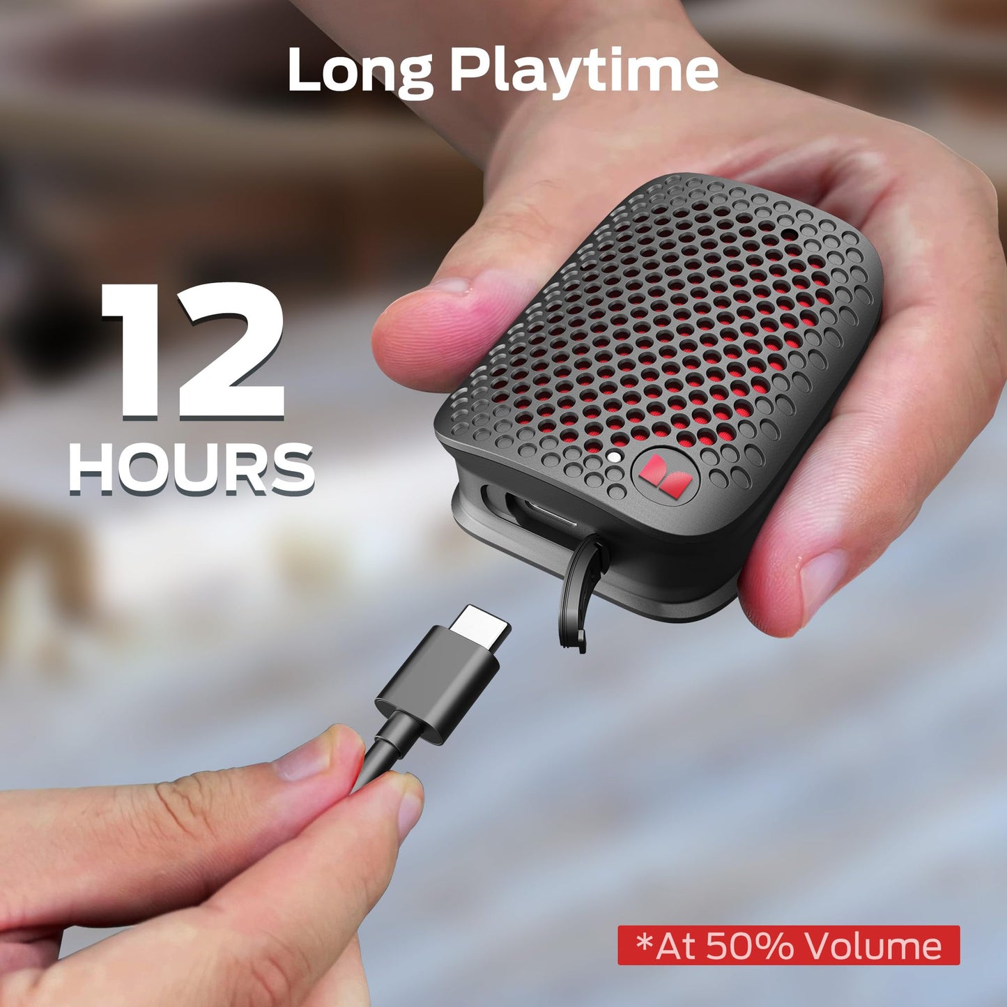 Monster Blaster Micro Wearable Bluetooth Speaker, Clip-On Wireless Small Portable Speaker with Built-in Mic (Non-Magnetic), IPX7 Waterproof, TWS, Hands-Free Music/Calls for Work/Cycling/Running, Black