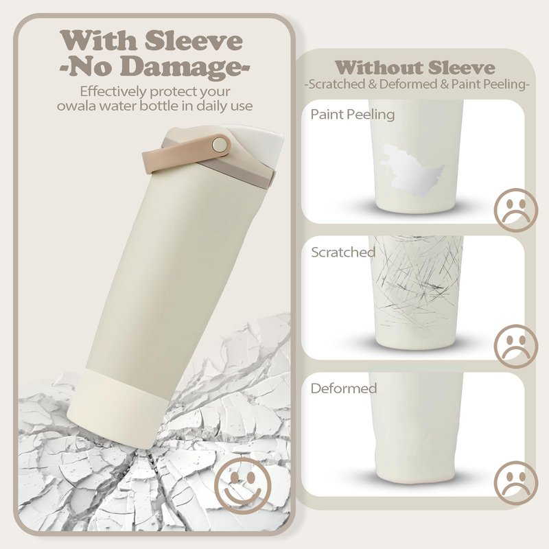 Kaitiaki 2PCS Silicone Boots for Owala 30oz & 40oz FreeSip Sway Bottles & Tumblers – Non-Slip, Scratch-Resistant, Stability Enhancer for Owala Accessories (Ivory White)