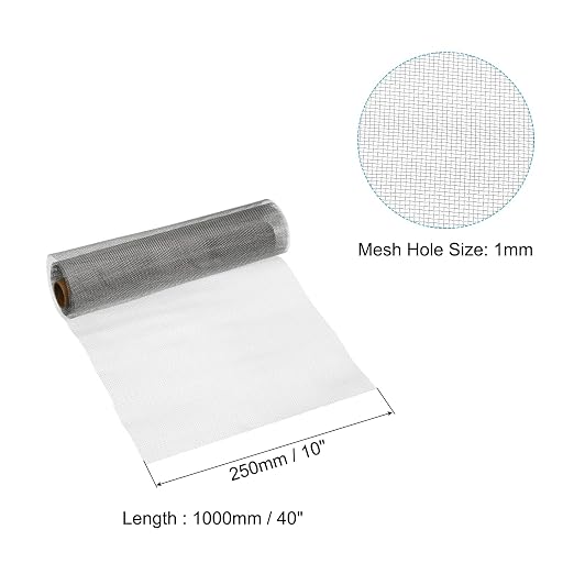 PATIKIL 40" L x 10" W Woven Wire Mesh, 20 Mesh 316L Stainless Steel Air Vent