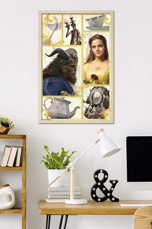 Trends International Disney Beauty And The Beast - Group Wall Poster, 34L x 22.4W, Blonde Framed Version