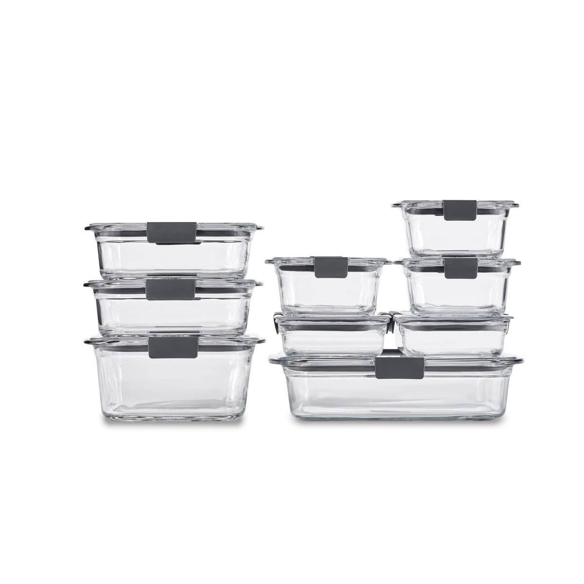 Rubbermaid Brilliance® Glass Round Leak-Proof 6-Piece Set Food Storage Containers, Food Containers with Lids, Meal Prep Containers