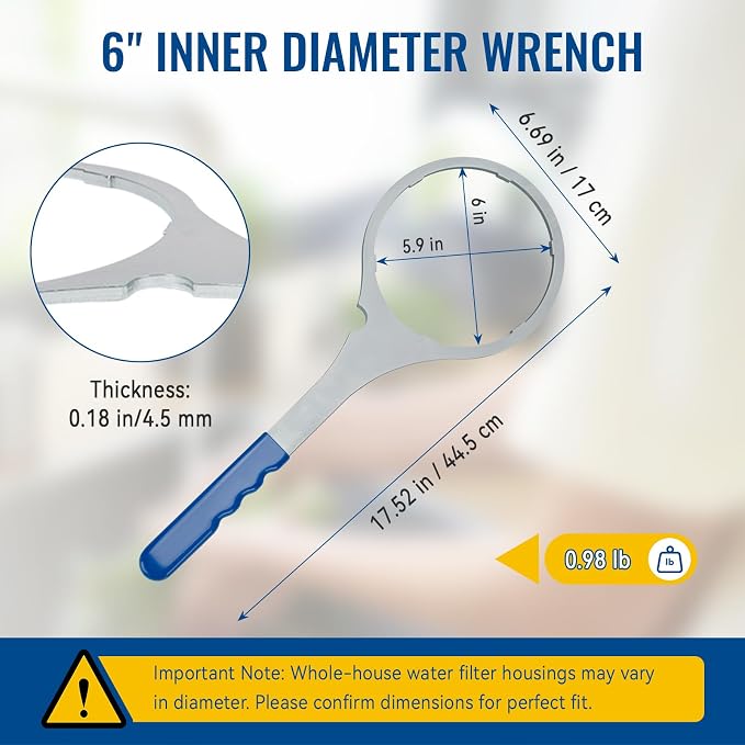 SW-4-SS-8 Whole House Water Filter Wrench 6 Inch, Metal Water Filter Wrench