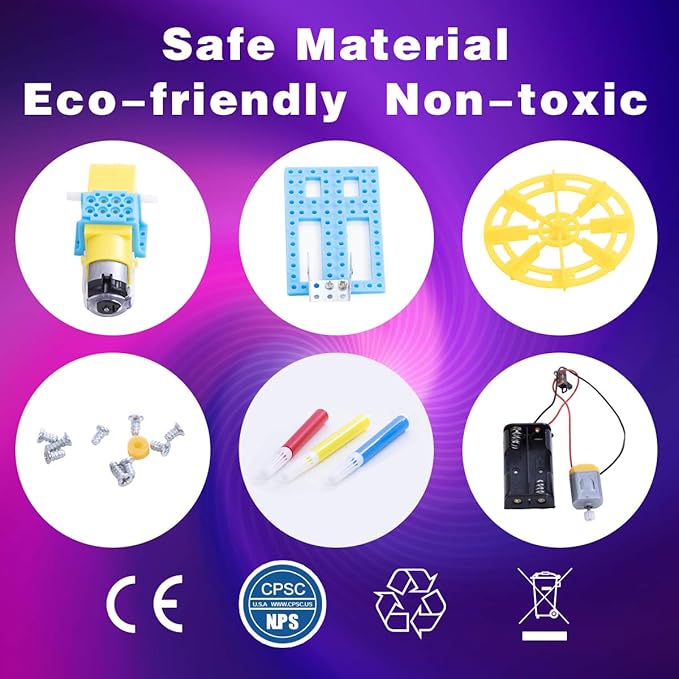 Electric Motor Robotic Science Kits, DIY STEM Toys for kids, Building Science Experiment Kits for Boys and Girls-Doodling, Balance Car, Reptile Robot (3 kits)