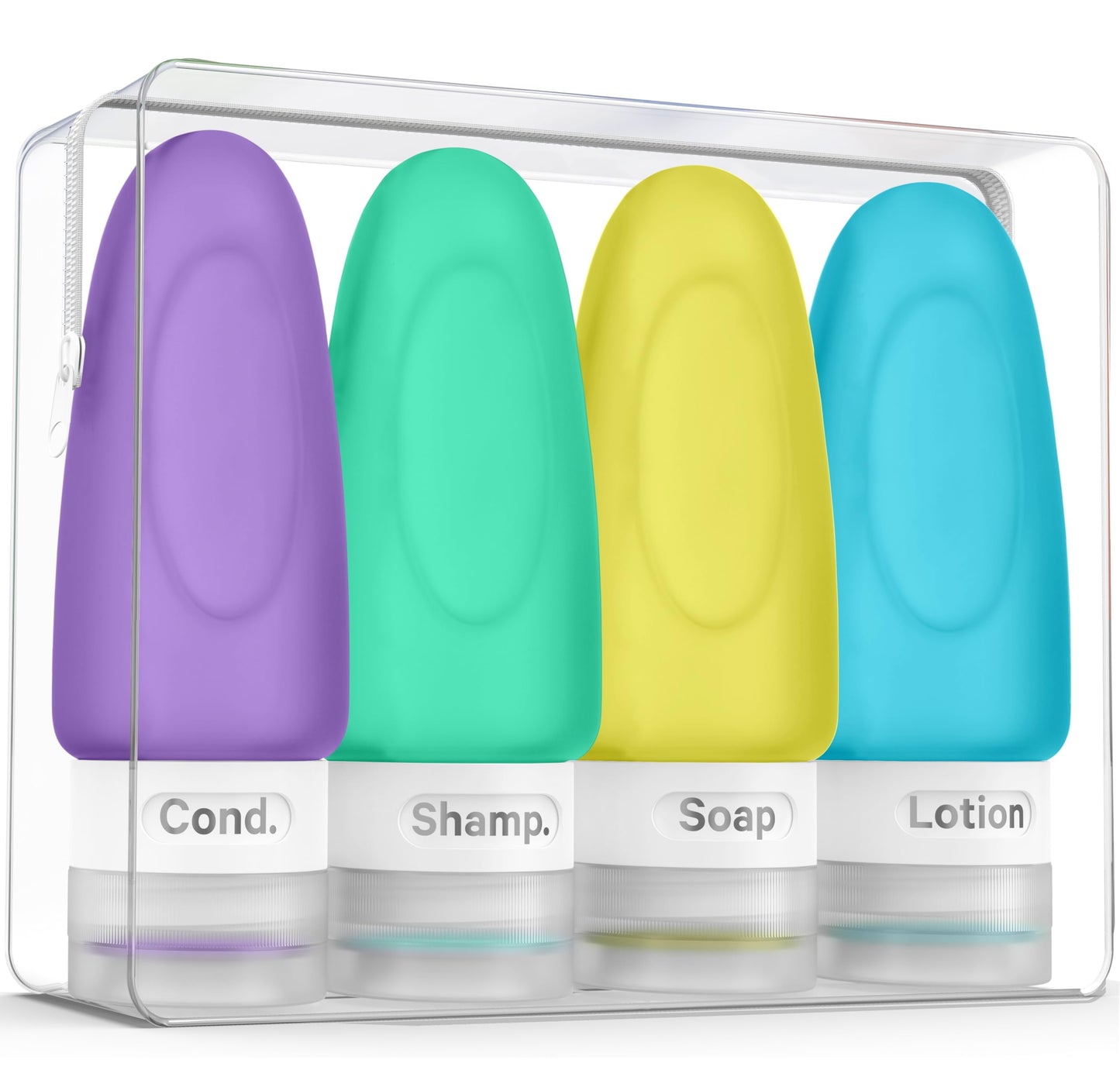 Dot&Dot Leak Proof Travel Bottles - TSA Approved 3oz Silicone Toiletries Travel Shampoo & Conditioner Containers with Labels