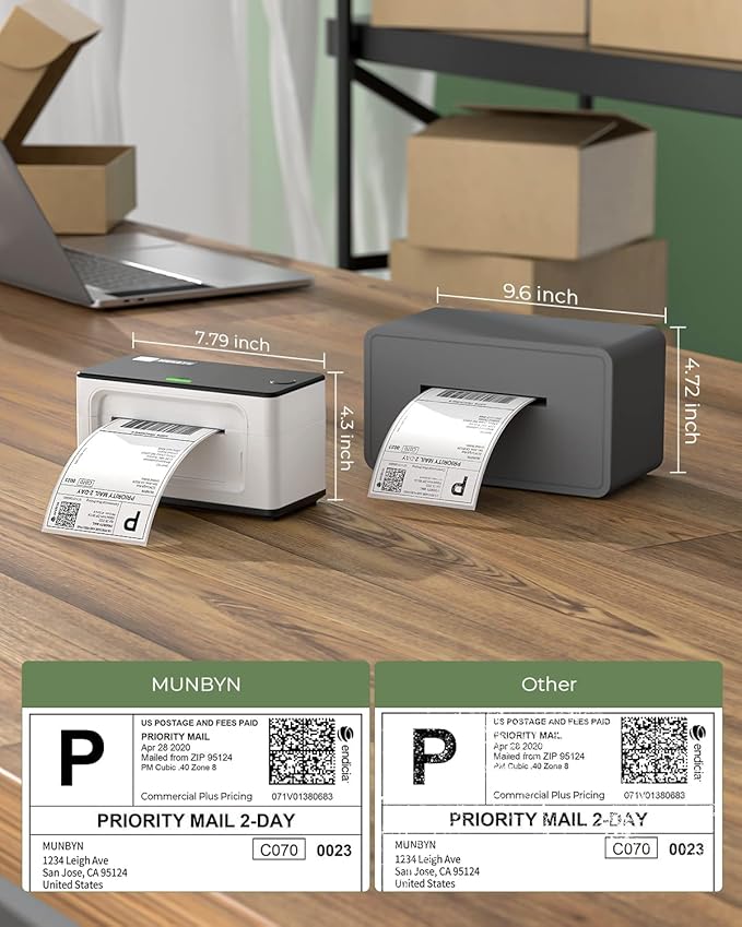 MUNBYN Shipping Label Printer RealWriter 941, 4x6 Thermal Label Printer for Shipment of Packages, Home Shipping Small Business, Compatible with macOS, Windows (USB/USB+Bluetooth)