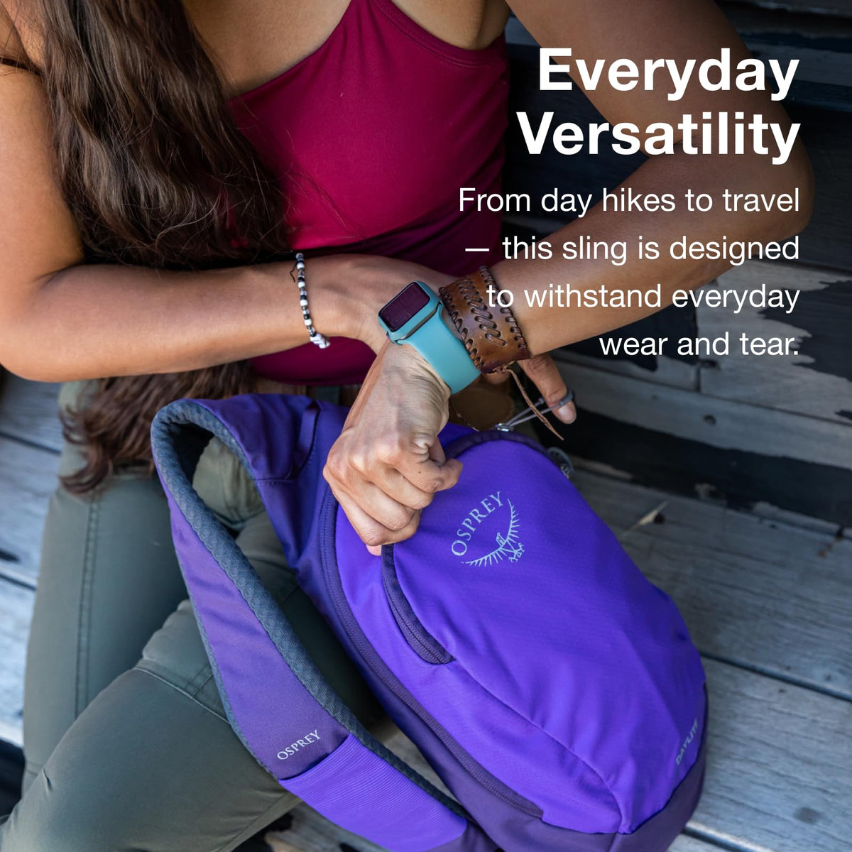 Osprey Daylite Shoulder Sling Bag - Crossbody Backpack for Everyday Carry, Festivals, and Travel, Shaleafy Print/Frosty Mint