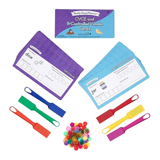 Really Good Phonics CVCE and R-Controlled Vowels Word Segmenting and Blending Kit - Learning Games for Kids