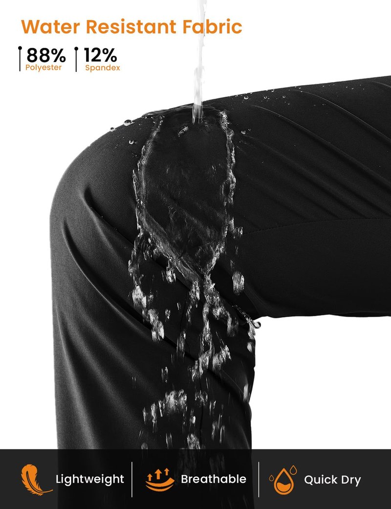 TBMPOY Women's Hiking Pants Lightweight Water Resistant Travel Joggers Quick Dry Outdoor Athletic Pants Zipper Pockets Black M