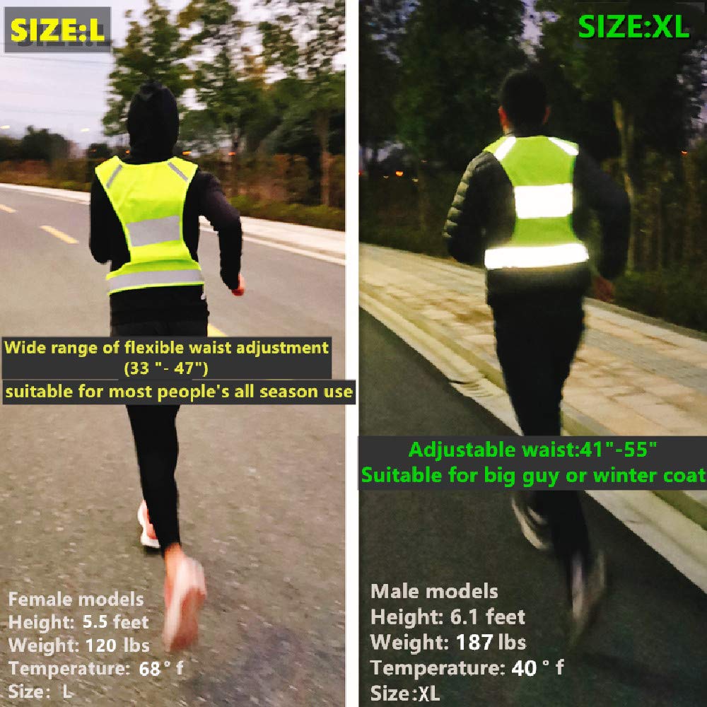 IDOU 2Pack Reflective Running Safety Vest, High Vis for Walking Cycling L
