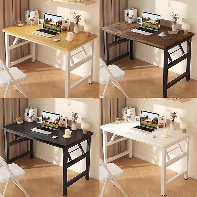 31.5 Inch Folding Table，Square Folding Desks for Small Space,Small Foldable Desk No Assembly,Black.