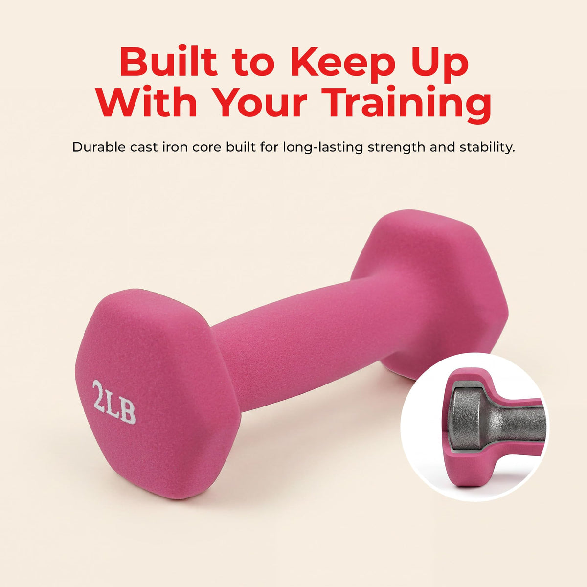 Sunny Health & Fitness Neoprene Hex Dumbbell Pair for Home Gym, 2 lb Pair