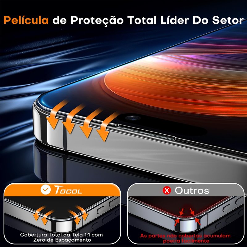 TOCOL for iPhone 16 Pro Max Screen Protector, 9H Hardness Military Grade Shatterproof HD Tempered Glass Full Coverage Easy Installation Case Friendly 2 Pack