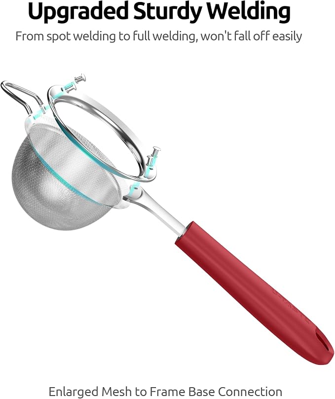 U-Taste Small Fine Mesh Strainer: 18/8 Stainless Steel 3.35in 30 Mesh Kitchen