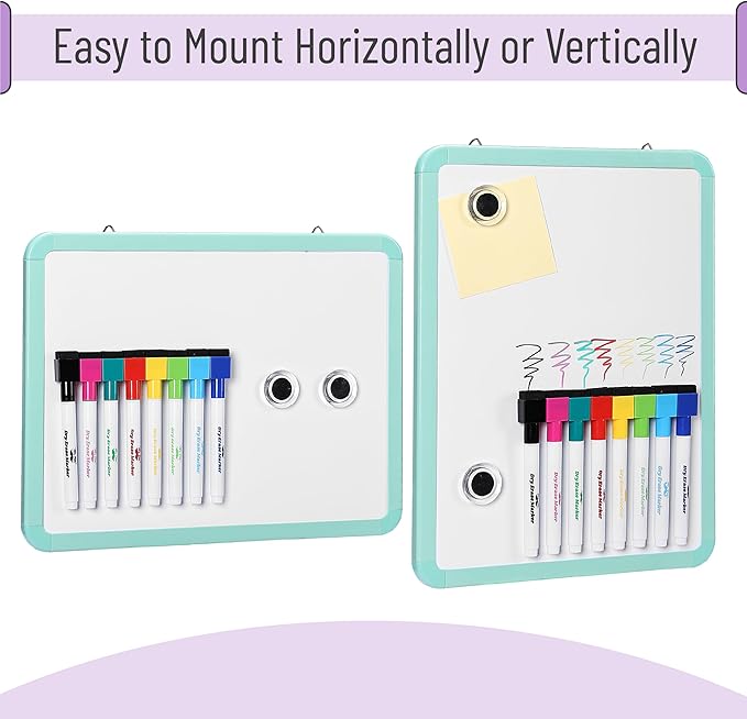 Mr. Pen- Dry Erase Board, 12.5" x 9.5" with 8 Dry Erase Markers and 2 Board Magnets, White Board Dry Erase, Magnetic Dry Erase Board, Small White Board Small Dry Erase Board for Wall