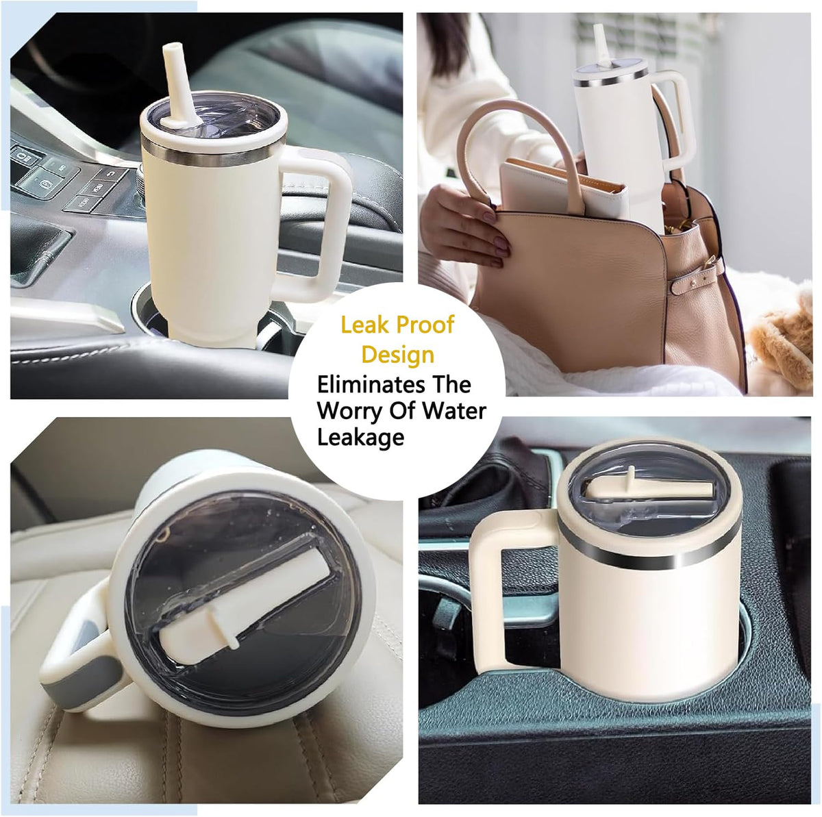 Aooiiysd 2 Pack Stanley Leak Proof Lid, with Flip Straw Lid, Stanley Cup Accessories, Stanley Lids Replacement for Stanley Quencher H2.0 40 oz Tumbler (Only), BPA Free (White and Dark Blue Set)