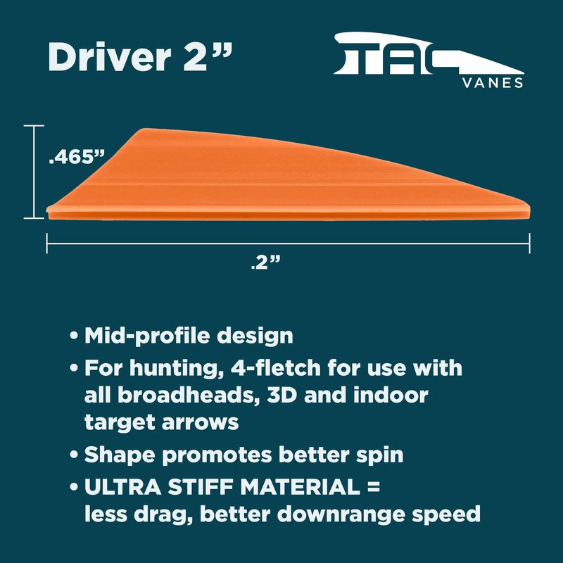 TAC Vanes 2" Driver Arrow Vanes | Archery Fletching for Compound & Crossbow | Durable, Lightweight, High Accuracy, Red 36 Pack