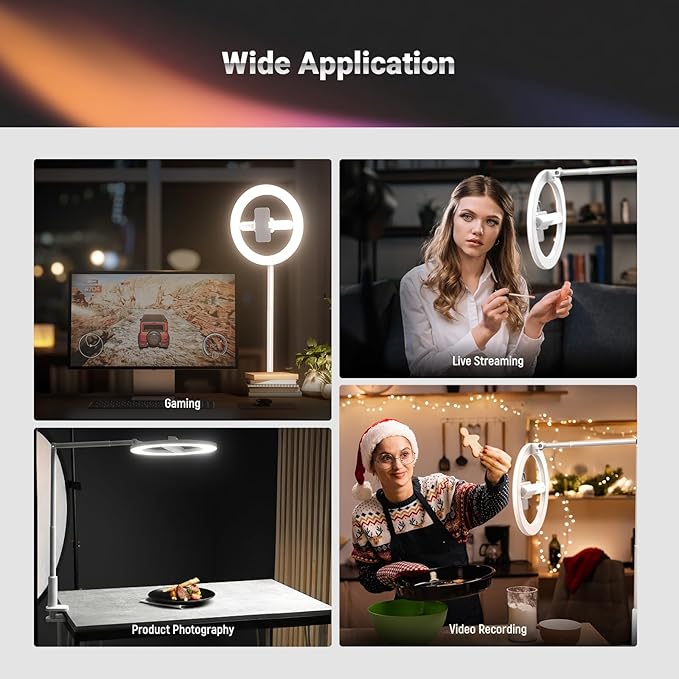 NEEWER Entry Level Version 10" 7W LED Selfie Ring Light with Desk Clamp Stand Phone Holder for iPhone, Laptop Video Conference Streaming Recording Makeup Lighting, 3 Tones 3000mAh Rechargeable, N16