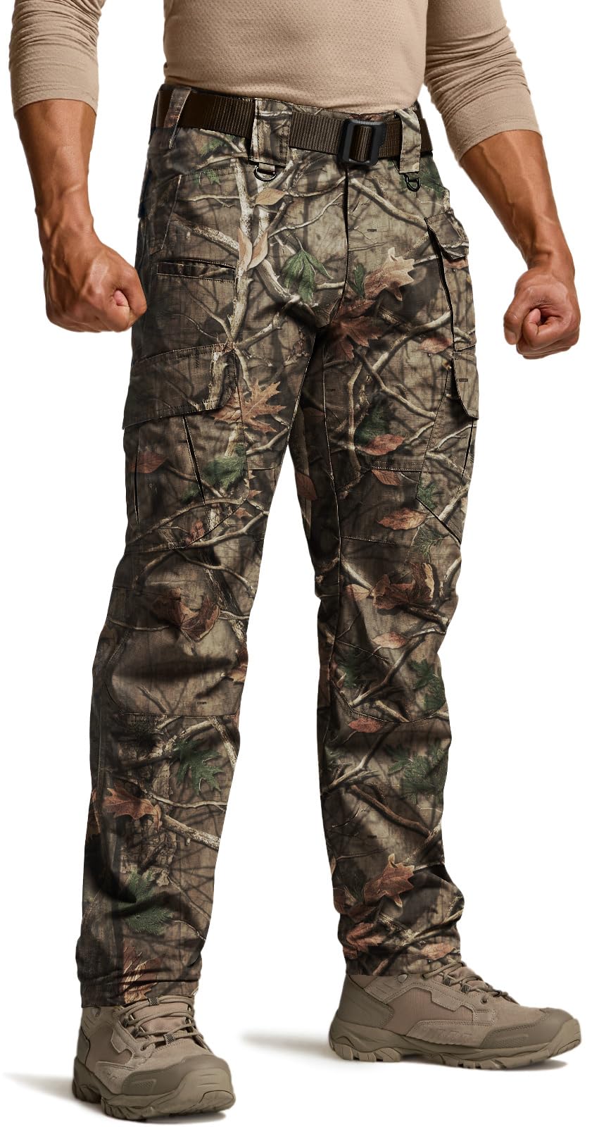 CQR Men's Tactical Pants, Water Resistant Ripstop Cargo Pants, Lightweight EDC Work Hiking Pants, Outdoor Apparel, Duratex Mag Pocket Print Hunting Camo, 34W x 34L