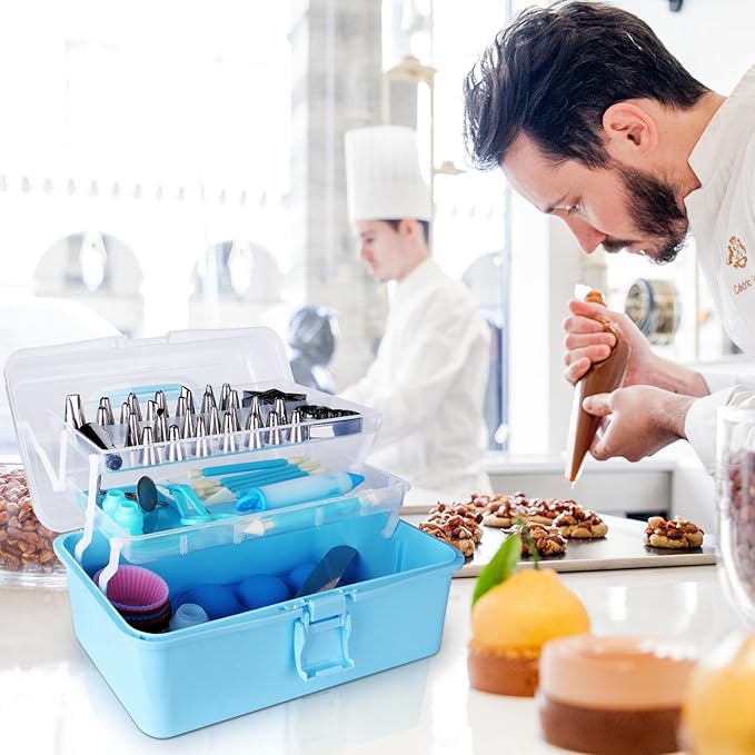 YCHLonlive 13 Inch Cake Decorating Storage Case, Suitable for Storing Baking Supplies (NOT INCLUDED), Blue