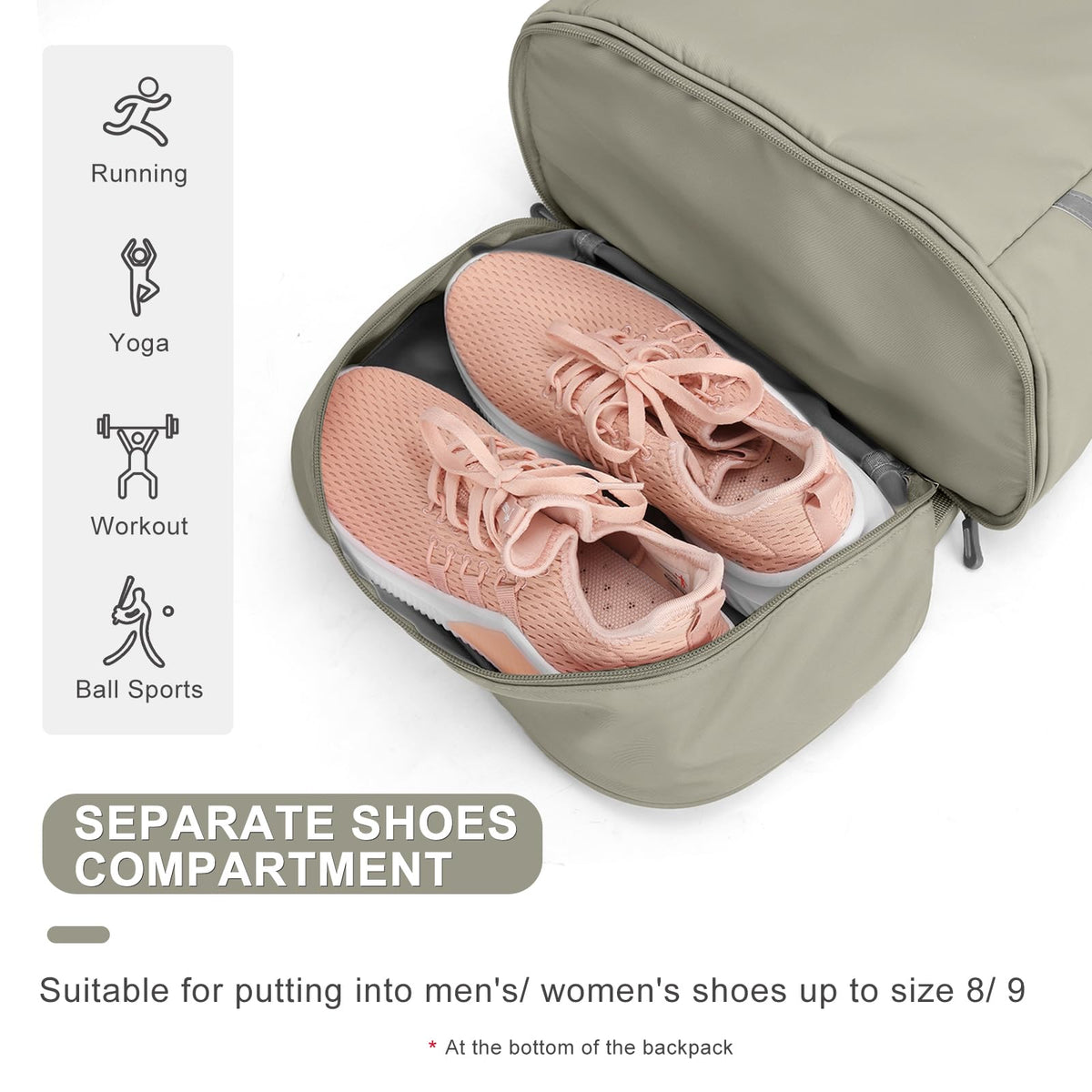 coofay Gym Backpack For Women Waterproof Backpack With Shoe Compartment Lightweight Travel Backpack Workout Sports Backpacks Large Gym Bag