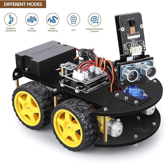 ELEGOO UNO R3 Smart Robot Car Kit V4 for Arduino Robotics for Kids Ages 8-12 12-16 STEM Science Kits Coding Gifts for 8 9 10 11 12 13 14 15 16 Year Old Boys Girls Teens Cool Engineering Building Toys