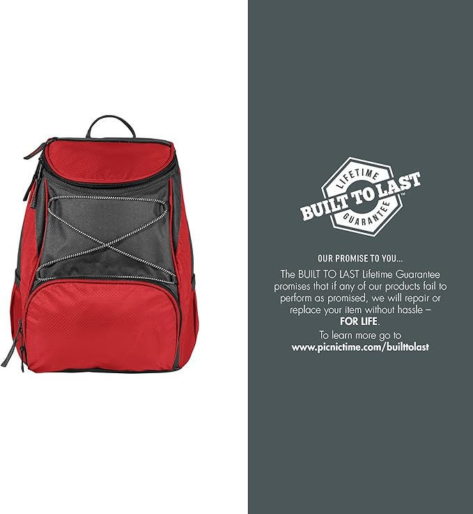 Picnic TIME Disney Winnie The Pooh Backpack Cooler, Insulated Leakproof Soft Cooler Backpack, Waterproof Lunch Bag, Portable Hiking Ice Chest for Beach, Picnic, Camping, Work & Travel (Red Gray)
