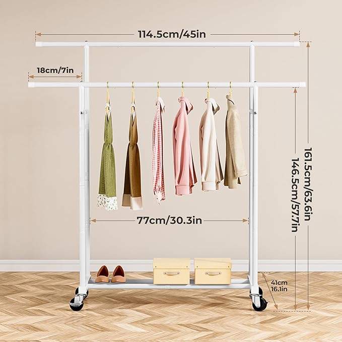 Abiglifty Double Rods Clothes Rack