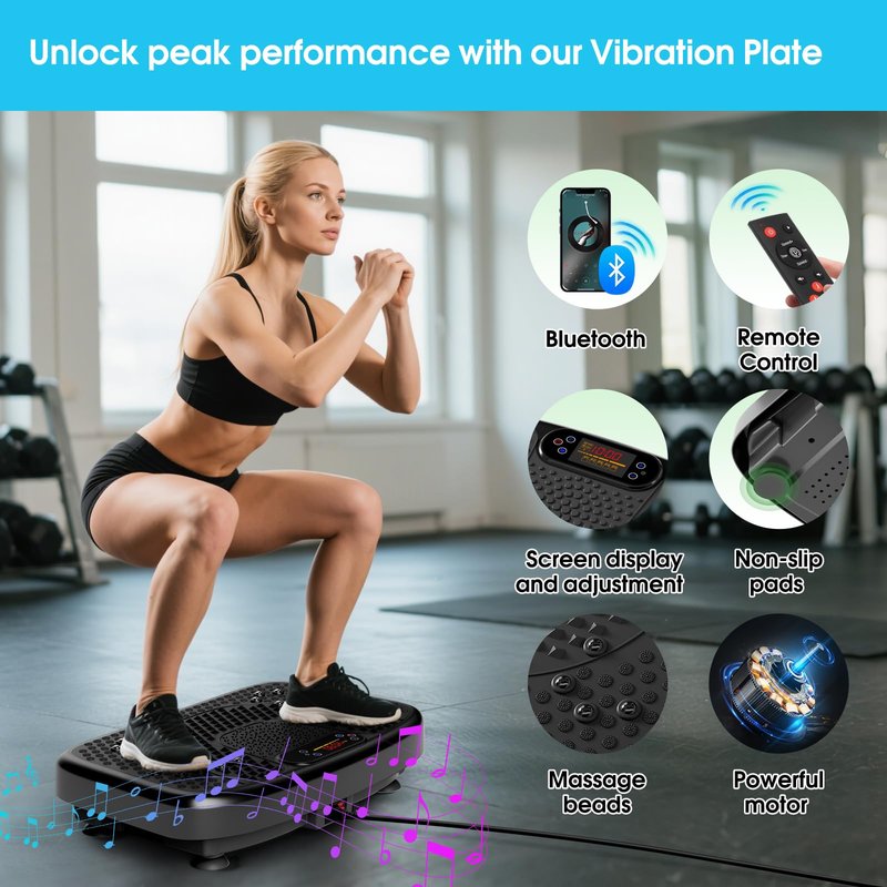 SoftGym Waver Vibration Plate Exercise Machine for Lymphatic Drainage Weight Loss,120 Speed Levels Vibrating Platform with Resistance Bands,Full-Body Workout Equipment for Muscle Activation