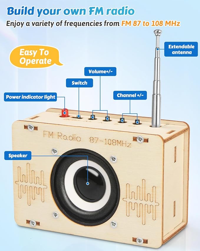 Poraxy Science Kits for Kids Age 8-12 12-14, STEM Kits 8-10, Build Your Own FM Radio Kit, Electronic DIY Experiment Engineering Building Project, Toys Gifts for Teen Boys Girls 9 11 13 15 16+