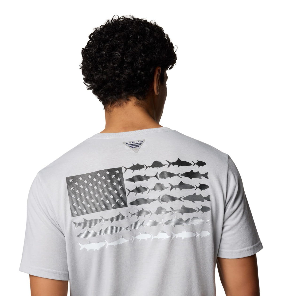 Columbia Men's PFG Fish Flag II Short Sleeve, Cool Grey/Black Gradient, X-Large