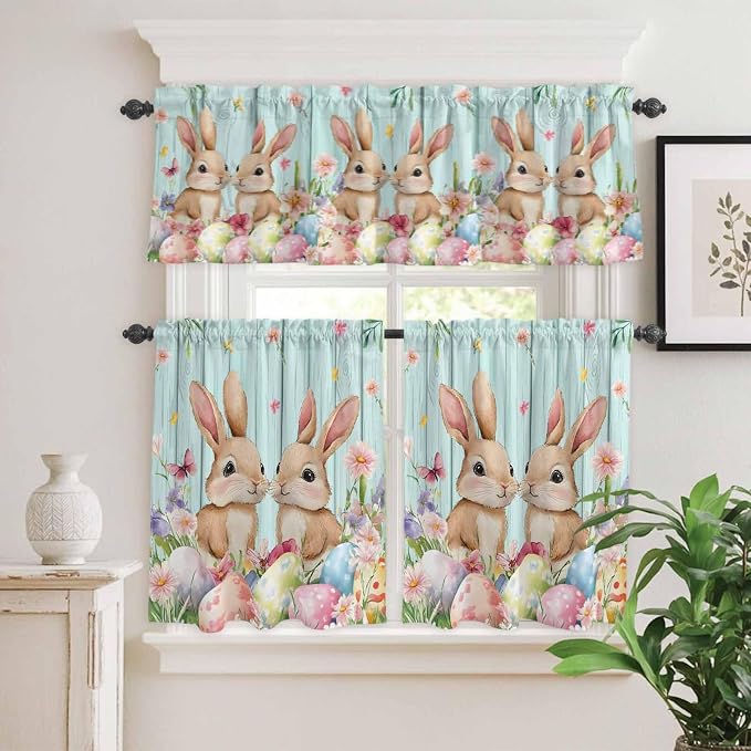 Easter Kitchen Curtains Set 3 Piece