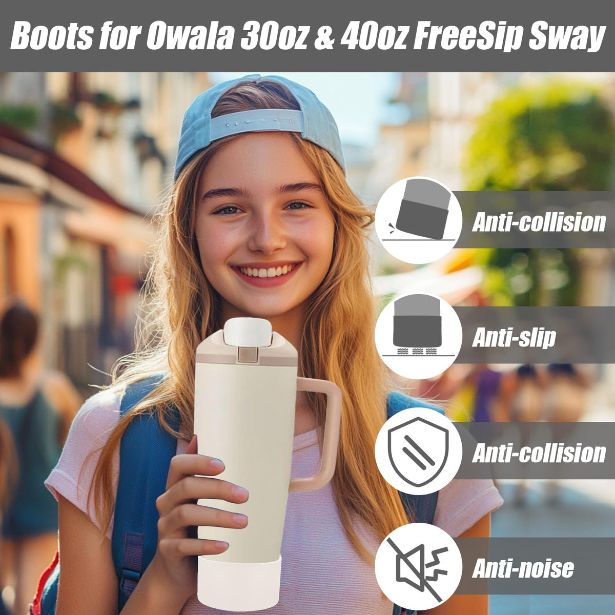 Mity rain 2PCS Protective Silicone Boots for Owala 30oz & 40oz FreeSip Sway