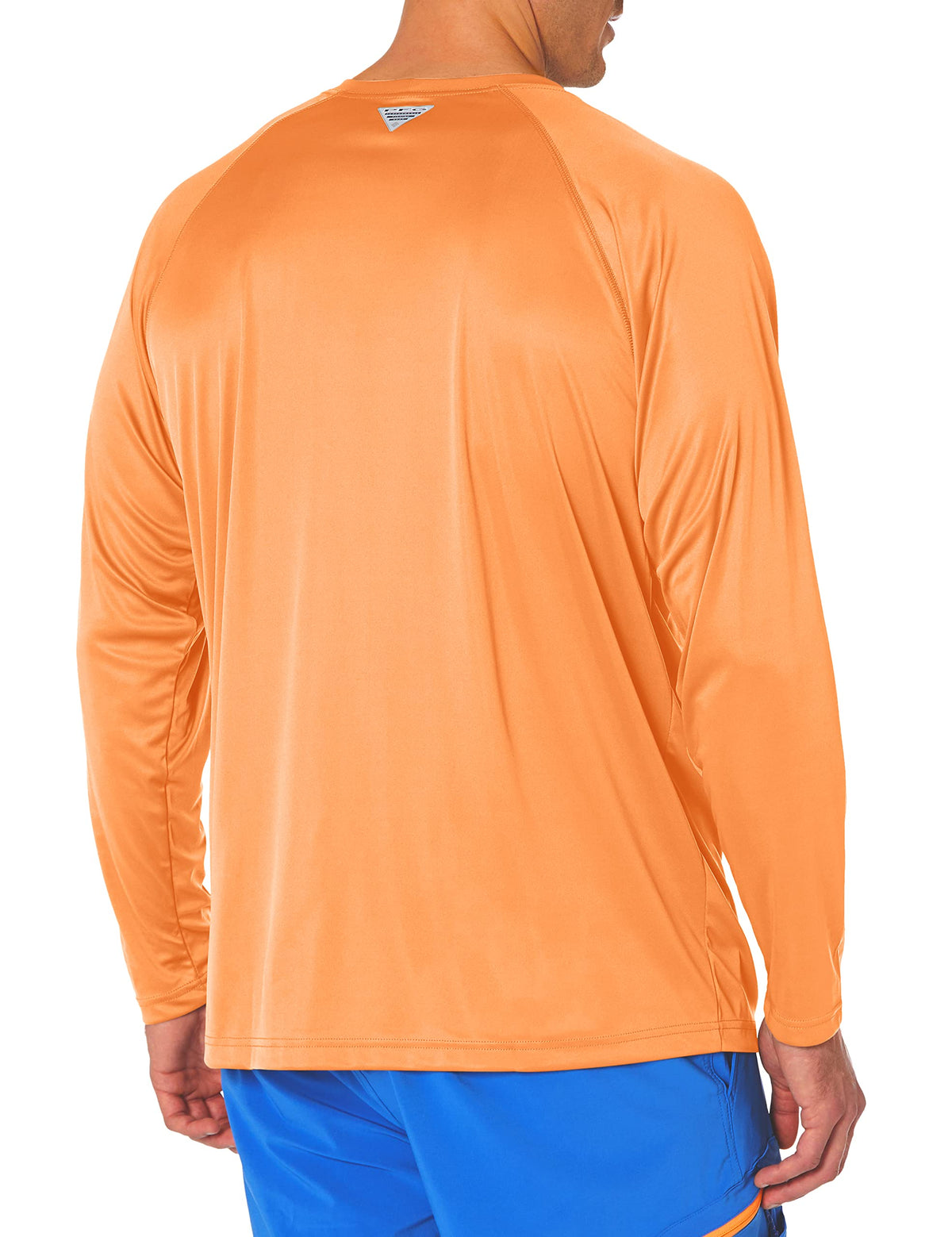 Columbia Men's PFG Terminal Tackle Long Sleeve Fishing Shirt, Bright Nectar/Vivid Blue Logo, Small