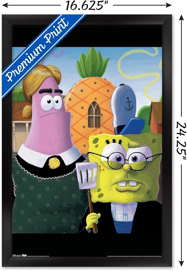 Trends International Nickelodeon Spongebob - American Gothic Wall Poster, 14.725" x 22.375", Black Framed Version